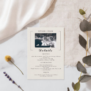 Vintage Stylish Photo Wedding Details Card