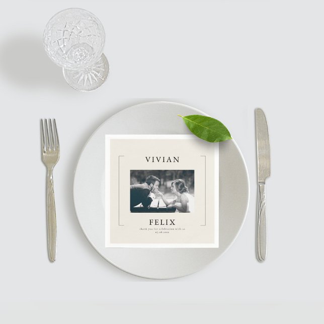 Vintage Stylish Photo Wedding Napkin (Creator Uploaded)