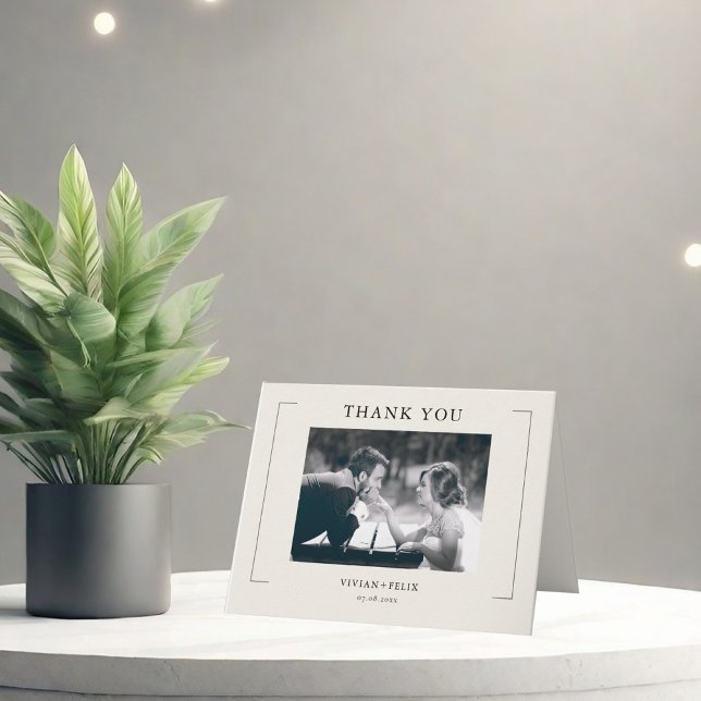 Vintage Stylish Photo Wedding Thank You card (Creator Uploaded)