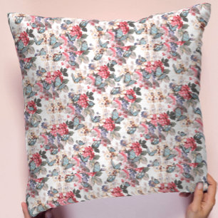 Vintage Stylish Pink & Blue Floral pattern Cushion