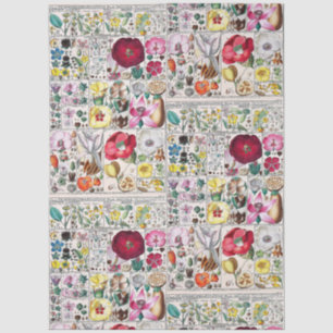 Vintage Stylized Flowers Botanical Book Plate #45 Tissue Paper