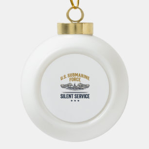 Vintage Submarine Force Silent Service Vector Desi Ceramic Ball Christmas Ornament