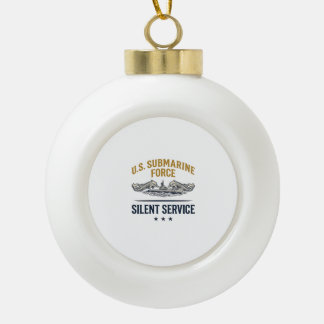 Vintage Submarine Force Silent Service Vector Desi Ceramic Ball Christmas Ornament
