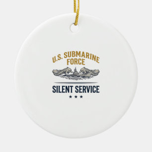 Vintage Submarine Force Silent Service Vector Desi Ceramic Ornament