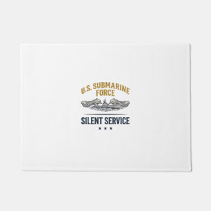 Vintage Submarine Force Silent Service Vector Desi Doormat