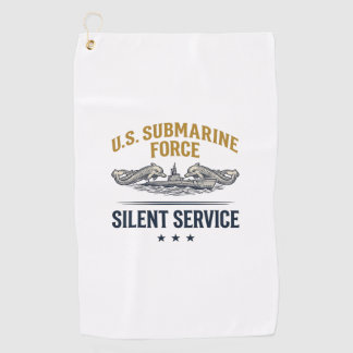 Vintage Submarine Force Silent Service Vector Desi Golf Towel