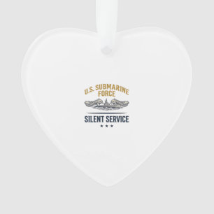 Vintage Submarine Force Silent Service Vector Desi Ornament