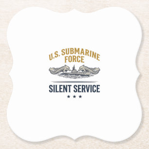 Vintage Submarine Force Silent Service Vector Desi Paper Coaster