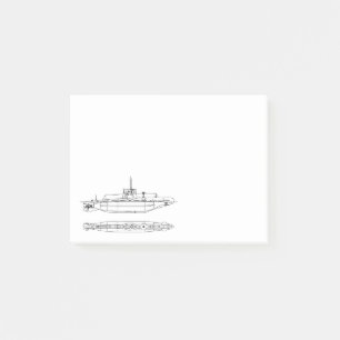 Vintage Submarine Illustration Post-it Notes