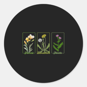 Vintage Subtle Flowers Freesia Dandelion Thistle Classic Round Sticker