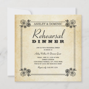 Vintage Succulent Frame Wedding Rehearsal Dinner Invitation