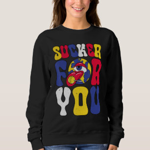 Vintage Sucker For You Candy Sweet Groovy Valentin Sweatshirt