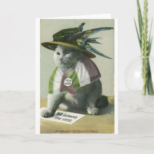Vintage Suffragette Cat, Card