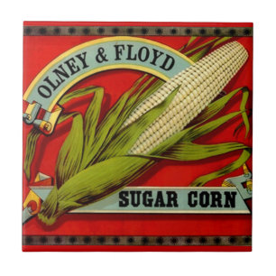 Vintage Sugar Corn Olney & Ford Produce Label Ceramic Tile