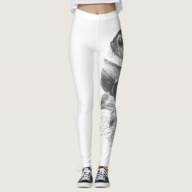 Vintage sugar glider illustration leggings (Front)