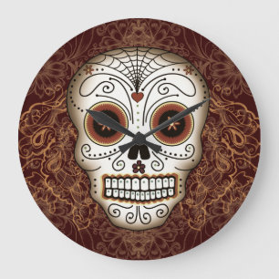 Vintage Sugar Skull Wall Clock