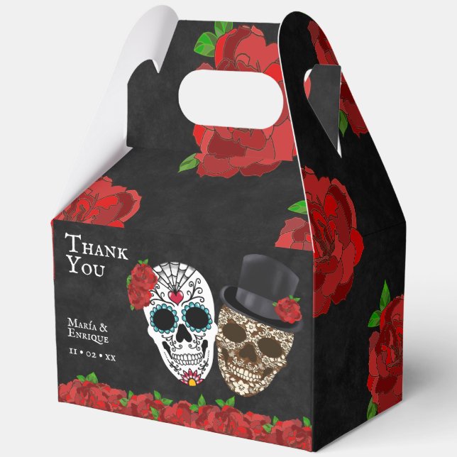 Vintage Sugar Skull Wedding Favour Box (Front)