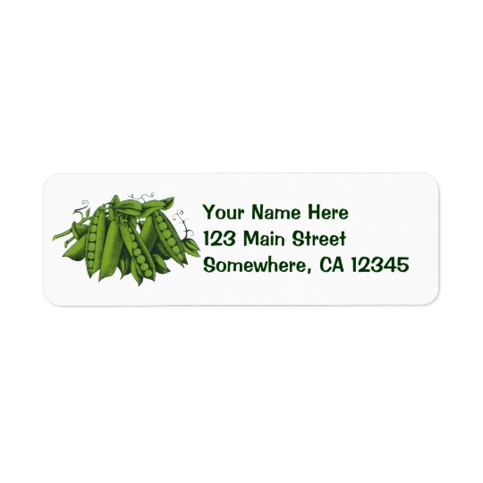 Vintage Sugar Snap Peas, Foods, Healthy Vegetables Return Address Label