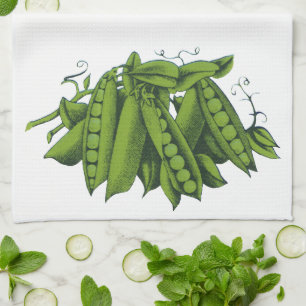 Vintage Sugar Snap Peas, Healthy Food Vegetables Tea Towel