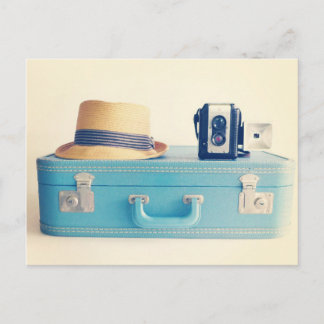 Vintage Suitcase Blank Postcard