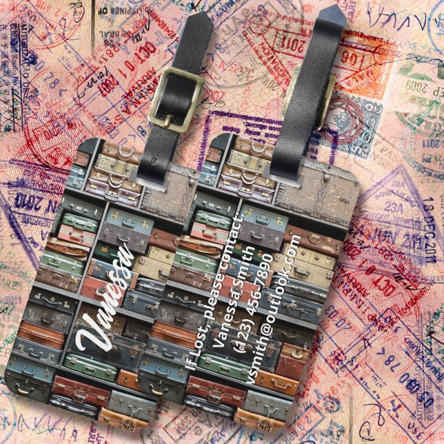 Vintage Suitcase Travel Wanderlust Photo Stylish Luggage Tag (Creator Uploaded)