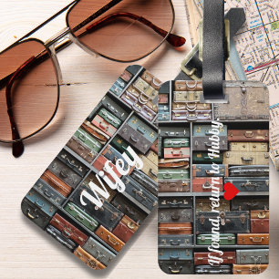 Vintage Suitcase Wifey Travel Wanderlust Funny Luggage Tag