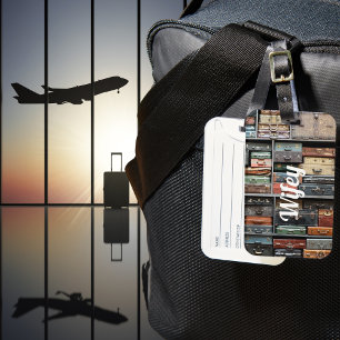 Vintage Suitcase Wifey Travel Wanderlust Photo Luggage Tag