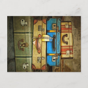Vintage suitcases postcard