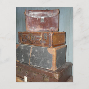 Vintage Suitcases - Stacks of Luggage Postcard