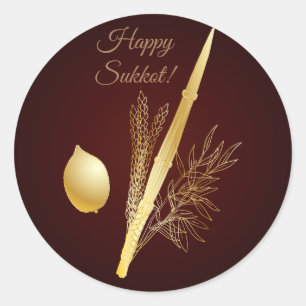 Vintage Sukkot Festival Jewish Holiday Lulav Etrog Classic Round Sticker