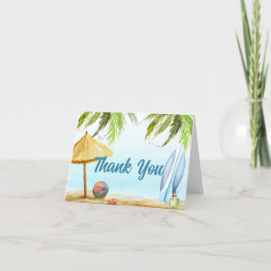 Vintage Summer Beach Ocean Surfboard Baby Shower Thank You Card