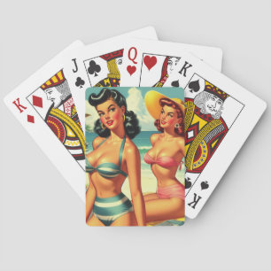 Vintage Summer Beach Pin Ups Playing Cards