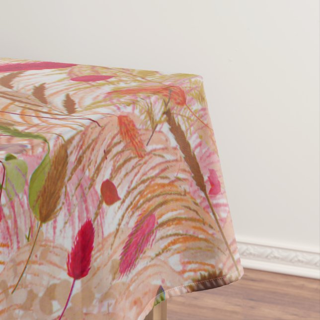 Vintage Summer Boho Wildflower Pampas Grass Tablecloth (In Situ)