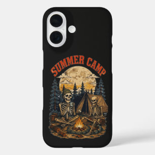 Vintage summer Camp Skeleton Campfire Design iPhone 16 Case