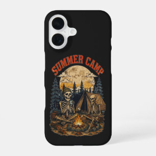 Vintage summer Camp Skeleton Campfire Design iPhone 16 Case
