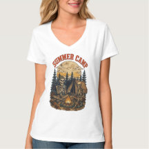 Vintage summer Camp Skeleton Campfire Design