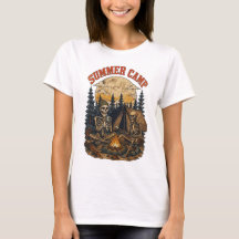Vintage summer Camp Skeleton Campfire Design