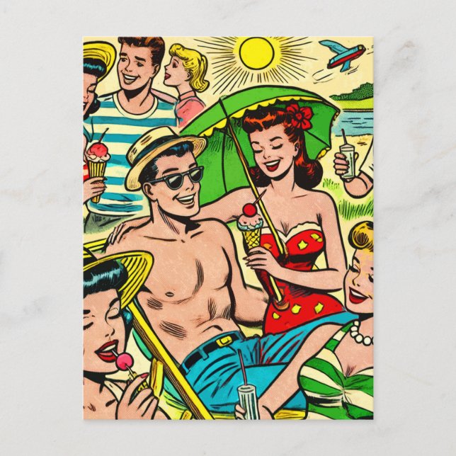 Vintage Summer Comics Postcard (Front)