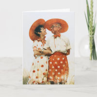 Vintage Summer Couple in Orange Hats