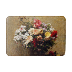 Vintage Summer Flowers by Henri Fantin-Latour Bath Mat