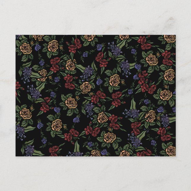 Vintage Summer Flowers Patterns Postcard (Front)