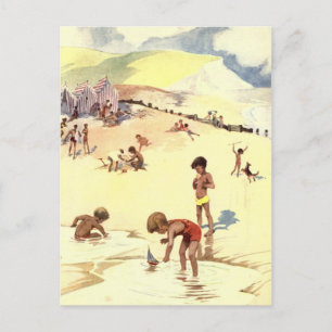 Vintage Summer Holiday at the Beach Postcard