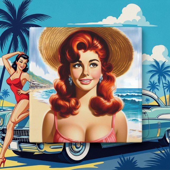 Vintage Summer Pin-up Ceramic Tile (Creator Uploaded)