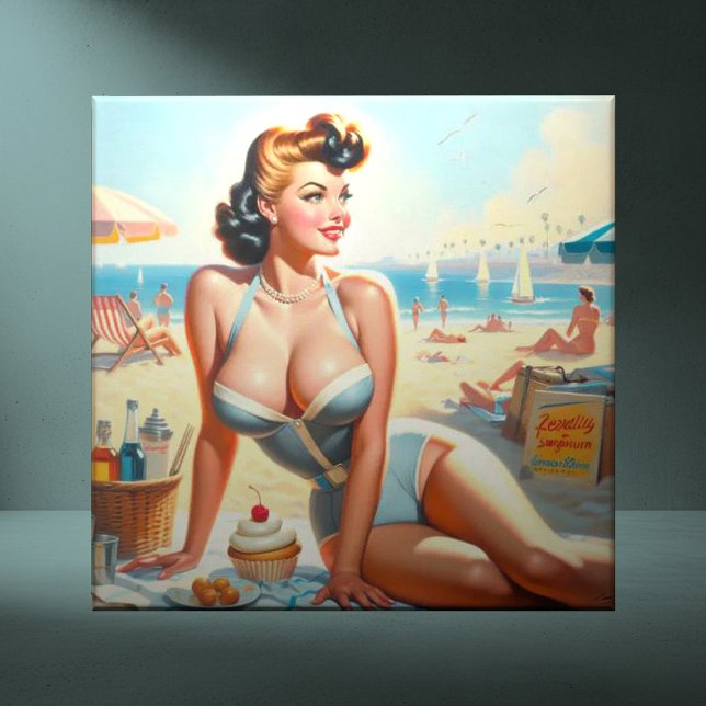 Vintage Summer Pin-Up Girl Ceramic Tile (Creator Uploaded)