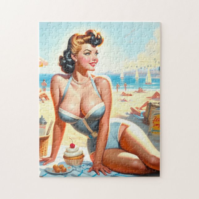 Vintage Summer Pin-Up Girl Jigsaw Puzzle (Vertical)