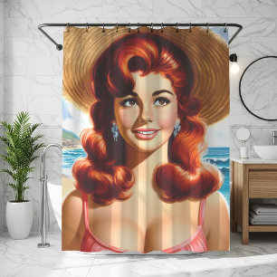 Vintage Summer Pin-up Shower Curtain
