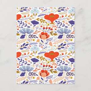 Vintage Summer Poppy Wildflowers  Announcement Postcard