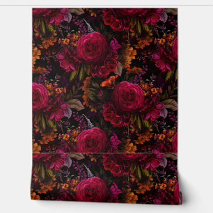 Vintage Summer Romanticism Maximalism Moody Floral Wallpaper
