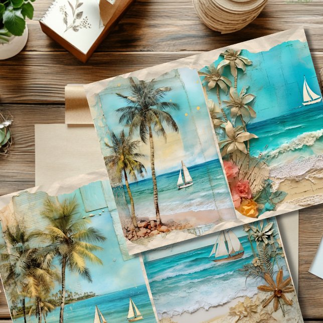 Vintage Summer Sailing Scrapbook Paper (Creator Uploaded)