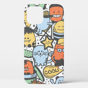 vintage summer seamless pattern with funny monster iPhone 12 case